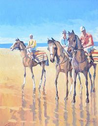 RACEHORSES EXERCISING by Leo Casement at Ross's Online Art Auctions