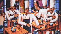 TOO MANY CHEFS by Graham Knuttel at Ross's Online Art Auctions