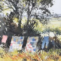 THE WASHING LINE by Chris Dearden RUA at Ross's Online Art Auctions