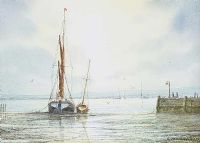 BOATS TIED UP IN THE HARBOUR by Alan Whitehead at Ross's Online Art Auctions