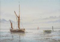 TIED UP FISHING BOAT by Alan Whitehead at Ross's Online Art Auctions