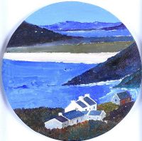 TRA NA ROSSAN BEACH COTTAGES by Sean Lorinyenko at Ross's Online Art Auctions