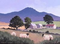 SHEEP GRAZING NEAR THE MOURNES by Gregory Moore at Ross's Online Art Auctions