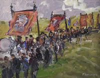 ORANGE PARADE AT ROSSNOWLAGH by Robert Dunleavey at Ross's Online Art Auctions