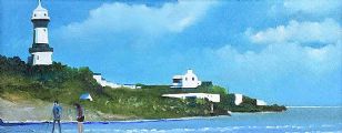 SHROOVE LIGHTHOUSE & BEACH by Sean Lorinyenko at Ross's Online Art Auctions