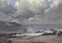 UNLOADING THE CATCH, ANTRIM COAST by Charles McAuley at Ross's Online Art Auctions