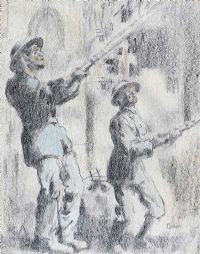 THE FIRE FIGHTERS by William Conor RHA RUA at Ross's Online Art Auctions