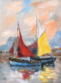 PREPARING TO SAIL, KINSALE by Niall Campion at Ross's Online Art Auctions