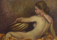 RECLINING FEMALE NUDE WITH A MANDOLIN by Ken Hamilton at Ross's Online Art Auctions
