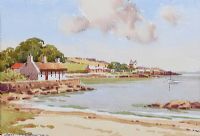 THATCHED COTTAGES BY THE SEA by Samuel McLarnon UWS at Ross's Online Art Auctions