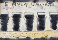 FIVE PINTS OF GUINNESS by David Johnston at Ross's Online Art Auctions
