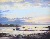 SUNSET OVER STRANGFORD LOUGH by Dennis Orme Shaw at Ross's Online Art Auctions