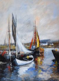 BOATS AT DINGLE, COUNTY CORK by Niall Campion at Ross's Online Art Auctions