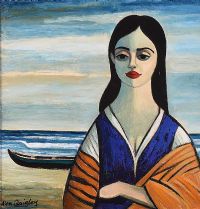 GIRL ON THE SHORE, WEST OF IRELAND by Alan Quigley at Ross's Online Art Auctions