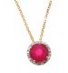 STERLING SILVER GLASS-FILLED RUBY AND DIAMOND PENDANT AND CHAIN at Ross's Online Art Auctions