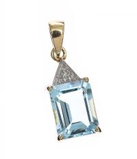 9CT GOLD BLUE TOPAZ AND DIAMOND PENDANT at Ross's Online Art Auctions