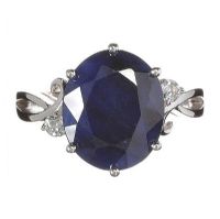 STERLING SILVER SAPPHIRE AND WHITE TOPAZ RING at Ross's Online Art Auctions
