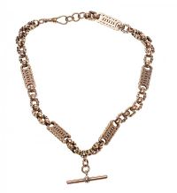 9CT GOLD T-BAR WATCH CHAIN at Ross's Online Art Auctions