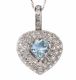 18CT WHITE GOLD DIAMOND AND AQUAMARINE HEART-SHAPED PENDANT AND CHAIN at Ross's Online Art Auctions