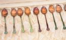 CASED SET OF 12 ENAMEL AND SILVER TEA SPOONS at Ross's Online Art Auctions