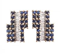 9CT GOLD SAPPHIRE AND DIAMOND EARRINGS at Ross's Online Art Auctions