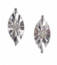 ENGRAVED STERLING SILVER AND DIAMOND EARRINGS at Ross's Online Art Auctions