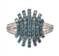 9CT WHITE GOLD BLUE AND WHITE DIAMOND RING at Ross's Online Art Auctions