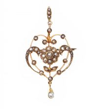 9CT GOLD EDWARDIAN PEARL PENDANT at Ross's Online Art Auctions