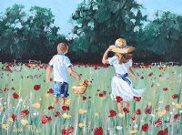GATHERING FLOWERS by Lorna Millar at Ross's Online Art Auctions
