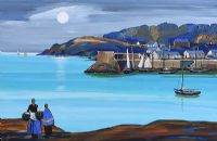 WAITING BY OLD ARDGLASS HARBOUR by J.P. Rooney at Ross's Online Art Auctions