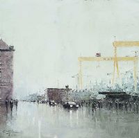 HARLAND & WOLFF, QUEENS ROAD by Colin H. Davidson at Ross's Online Art Auctions