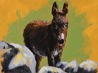 DONKEY BY THE STONE WALL by Ronald Keefer at Ross's Online Art Auctions
