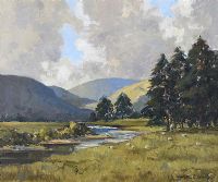SHEEP GRAZING BY THE RIVER by Maurice Canning Wilks ARHA RUA at Ross's Online Art Auctions