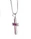 9CT WHITE GOLD AND RUBY CROSS AND CHAIN at Ross's Online Art Auctions