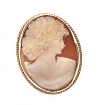 9CT GOLD MOUNTED CAMEO BROOCH                                               at Ross's Online Art Auctions