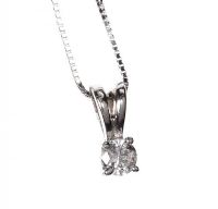 PLATINUM AND DIAMOND SOLITAIRE PENDANT AND CHAIN at Ross's Online Art Auctions