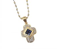 18CT GOLD SAPPHIRE AND DIAMOND NECKLACE at Ross's Online Art Auctions