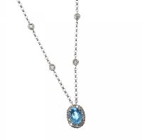 14CT WHITE GOLD TOPAZ AND DIAMOND NECKLACE at Ross's Online Art Auctions