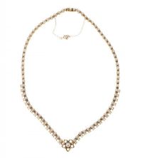 15CT GOLD ANTIQUE DIAMOND AND PEARL NECKLACE at Ross's Online Art Auctions