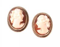 PAIR OF 9CT GOLD MOUNTED CAMEO EARRINGS at Ross's Online Art Auctions