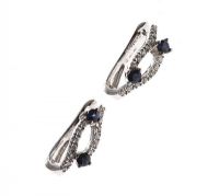 14CT WHITE GOLD SAPPHIRE AND DIAMOND EARRINGS at Ross's Online Art Auctions