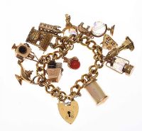 9CT GOLD ON METAL CORE CURB-LINK BRACELET AND HEART- at Ross's Online Art Auctions