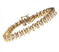 14CT GOLD AND DIAMOND TENNIS BRACELET at Ross's Online Art Auctions
