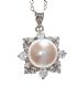 PEARL CUBIC ZIRCONIA PENDANT ON STERLING SILVER CHAIN at Ross's Online Art Auctions