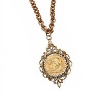 9CT GOLD CHAIN AND HALF-SOVEREIGN at Ross's Online Art Auctions