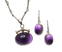 SILVER AMETHYST NECKLACE AND EARRINGS at Ross's Online Art Auctions