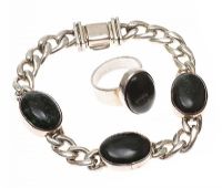 SILVER ONYX RING AND BRACELET at Ross's Online Art Auctions