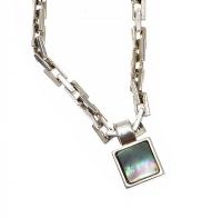 SILVER-TONE AND SHELL PENDANT NECKLACE at Ross's Online Art Auctions