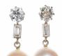 18CT WHITE GOLD, FRESHWATER PEARL AND DIAMOND DROP EARRINGS at Ross's Online Art Auctions