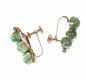 ANTIQUE ENGRAVED 18CT GOLD EARRINGS SET WITH JADE at Ross's Online Art Auctions